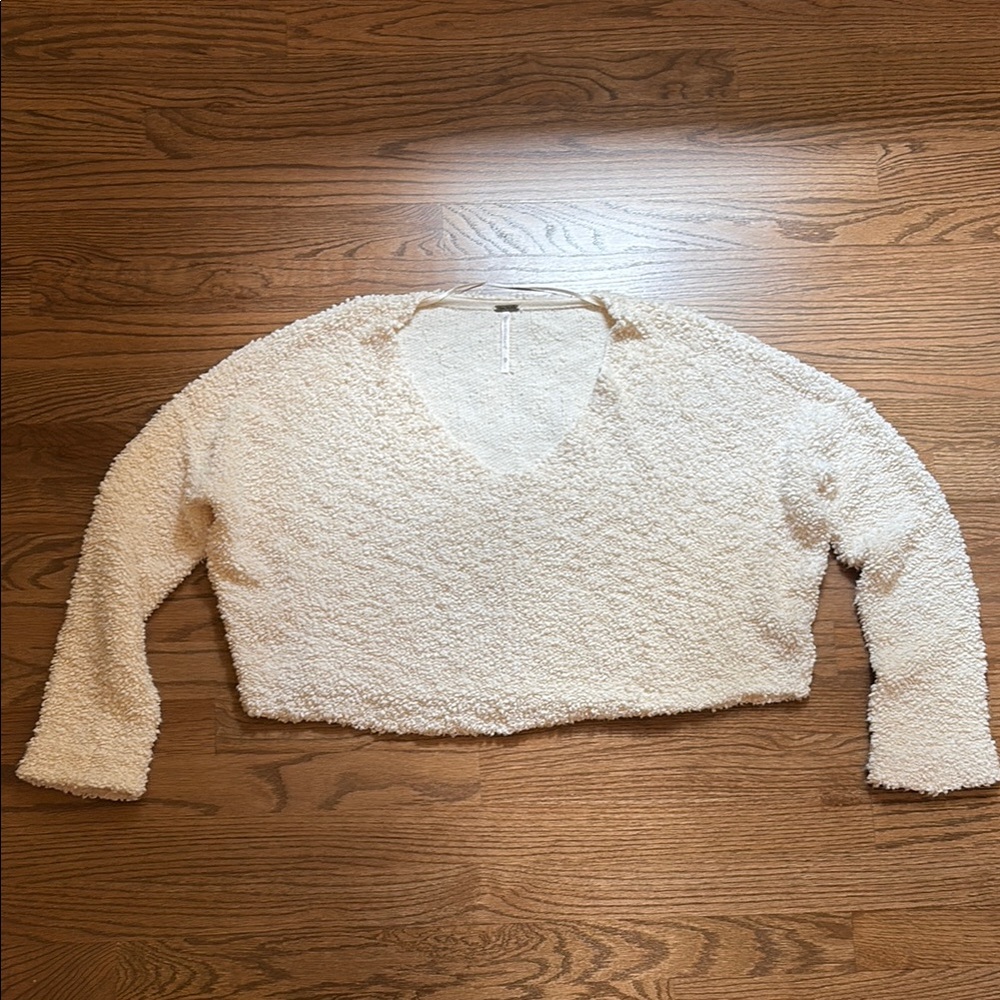 Free People Cream V-Neck Sweater